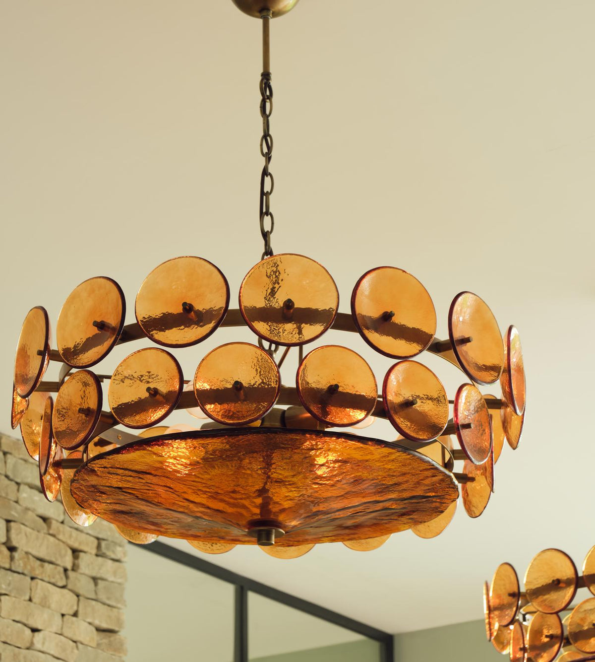 Solaris Amber Glass Disc Chandelier