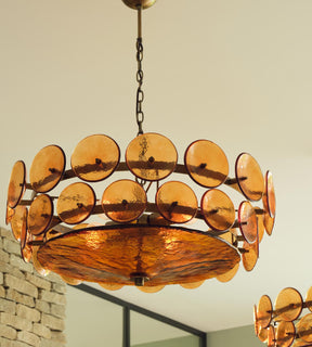 Solaris Amber Glass Disc Chandelier