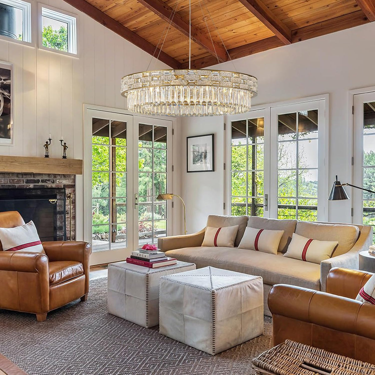 Elegant 31‑Inch Gold Crystal Chandelier with 12 Adjustable Lights