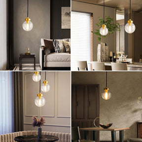 Brass Pendant Lights,Modern Globe Glass Hanging Ceiling Light