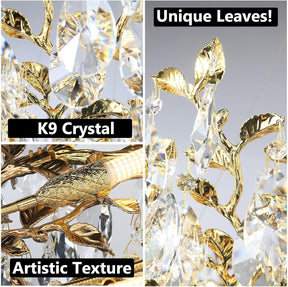 Gold Modern Crystal Tree Branch Leaf Chandelier for Home