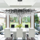 63" Black 15-Light Modern Crystal Tree Branch Chandelier