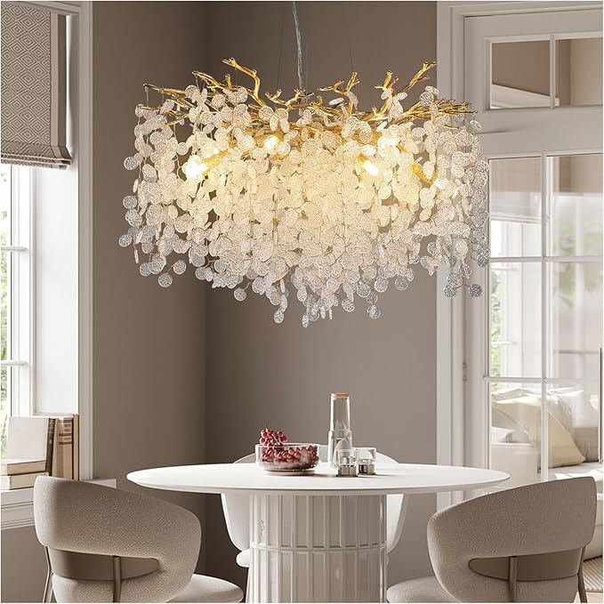 YUYI 30-Inch Modern Tree Branch Crystal Chandelier for Dining Rooms