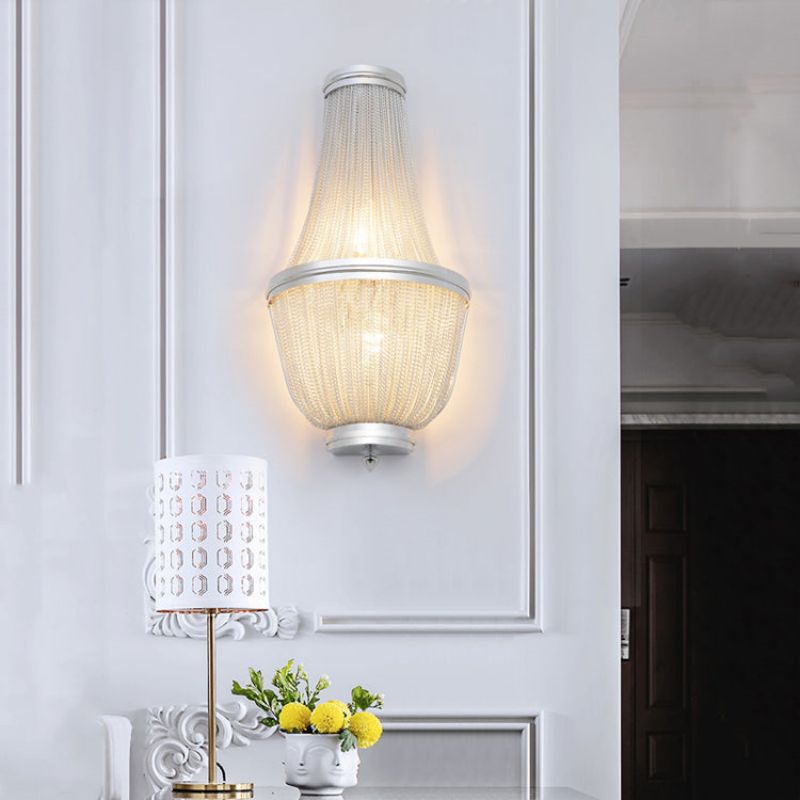 Aluminum Chain Wall Sconce In Living Room