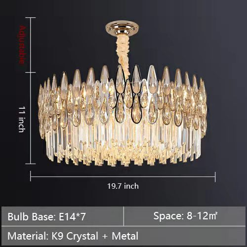 Modern Round/Rectangular Raindrop Crystal Chandelier for Low-ceiling