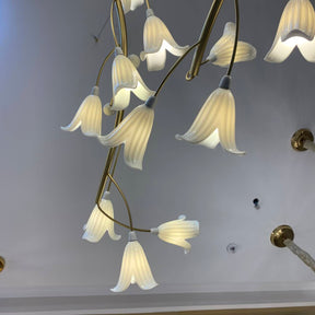 Modern Brass Branch Ceramics Flower Chandelier for Stylish Living Room Hotel and Restaurant - Merlin Lamps