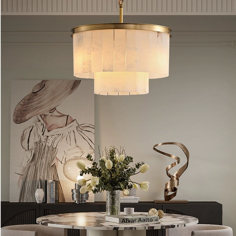 Galadriel Alabaster Multi-Layer Modern Round Chandelier