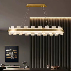 Merlin Anita Modern Round Alabaster Chandelier For Living Room