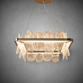 Iris Handblown Glass Petal Square Chandelier