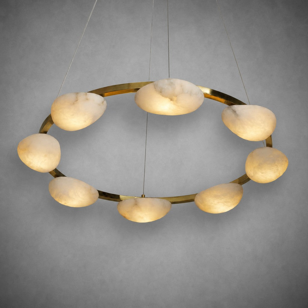 Ciottolo Modern Alabaster Ring Chandelier