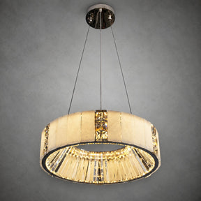 Cristallo Modern Alabaster Round Drum Chandelier