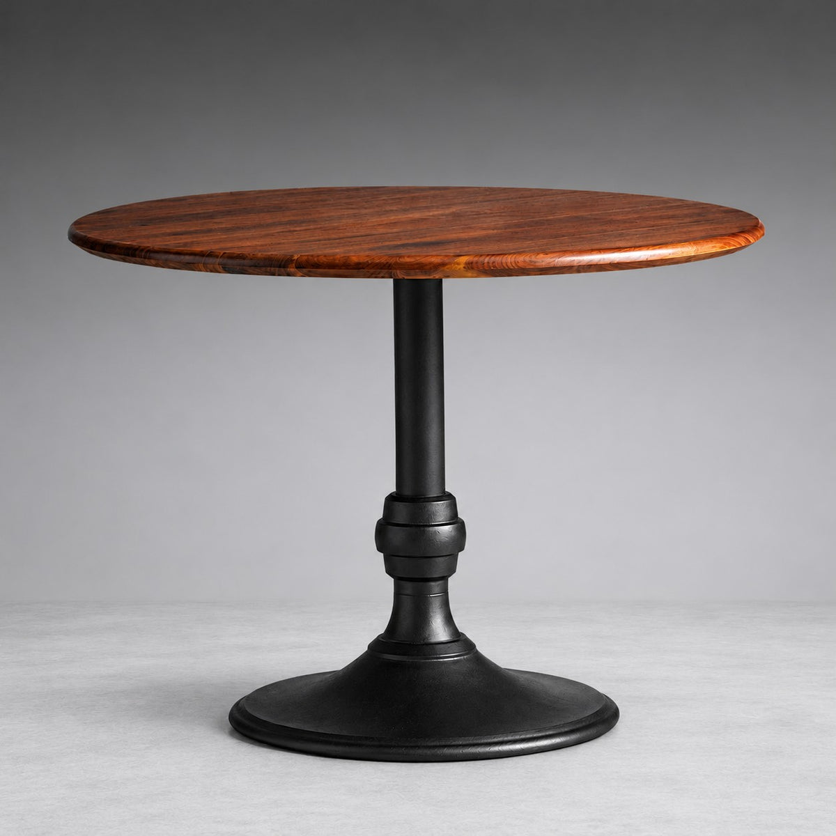 Round Wood Bistro Table, Cast Iron Base