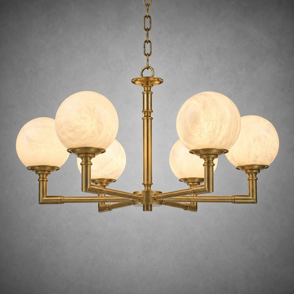 Brass Orb Classic Alabaster Pendant Light