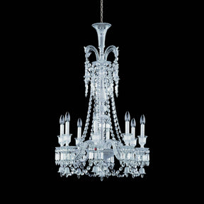 Light Luxury Classic Long Version Tiered Candle Light Crystal Chandelier for High-ceiling Rooms/Living Room