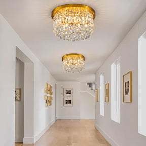 9 Light Modern Crystal Raindrop Chandelier Lighting Flush Mount