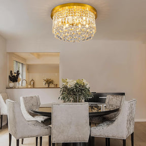 9 Light Modern Crystal Raindrop Chandelier Lighting Flush Mount