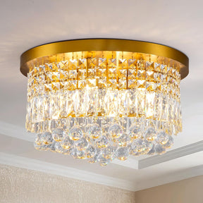 9 Light Modern Crystal Raindrop Chandelier Lighting Flush Mount