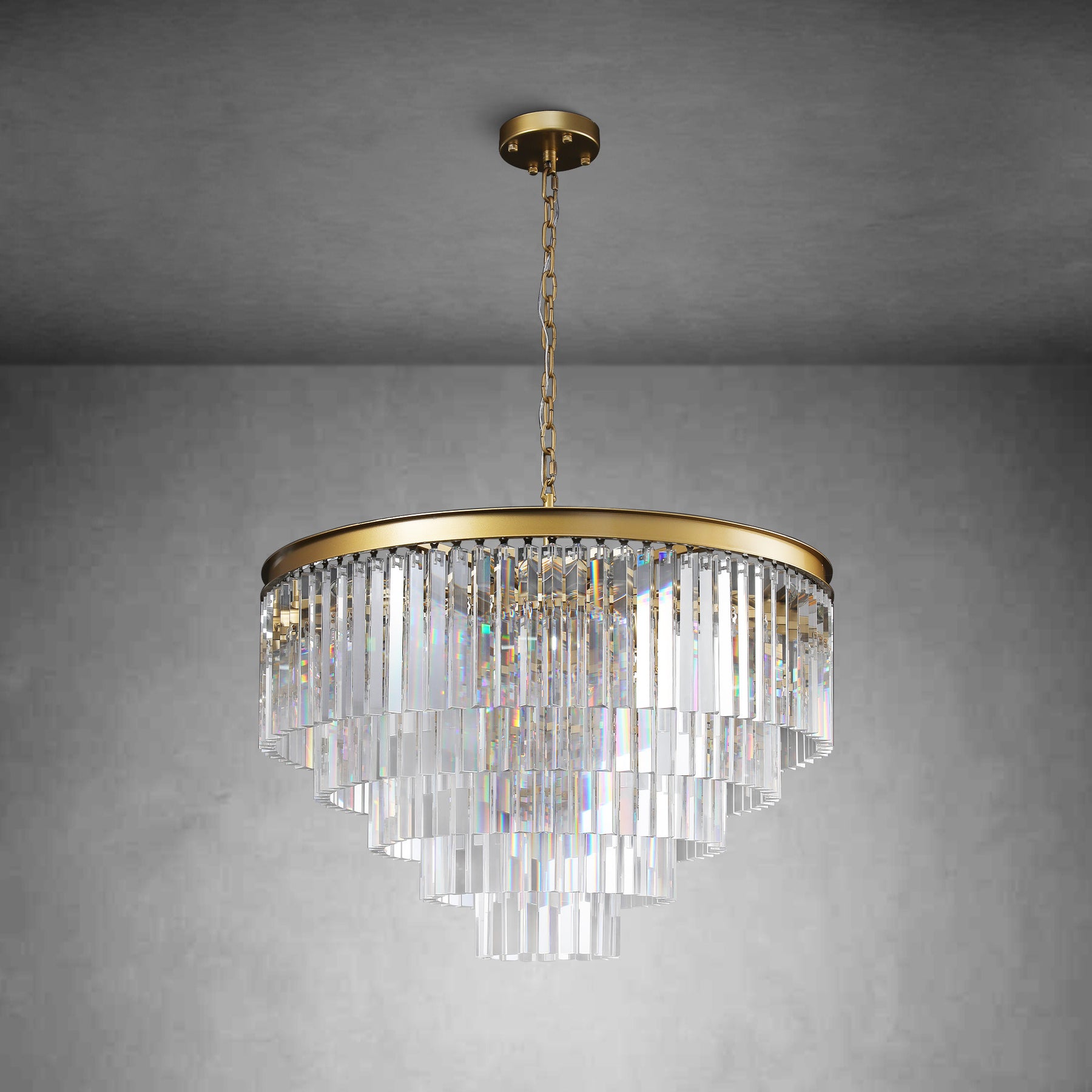 Odiana Series K9 Crystal Tiered Round Chandelier 19" 31" 43" Chandelier For Living Room Dinning Room