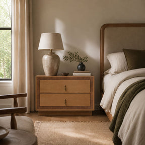 Two-Drawer Oak Bedside Table