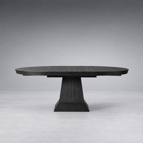 Round Oak Extension Dining Table with Leaves