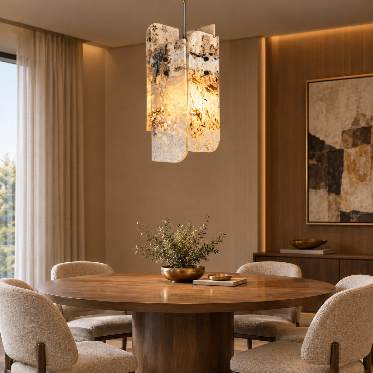 Modern Sculptural LuxuryStone Pendant Light
