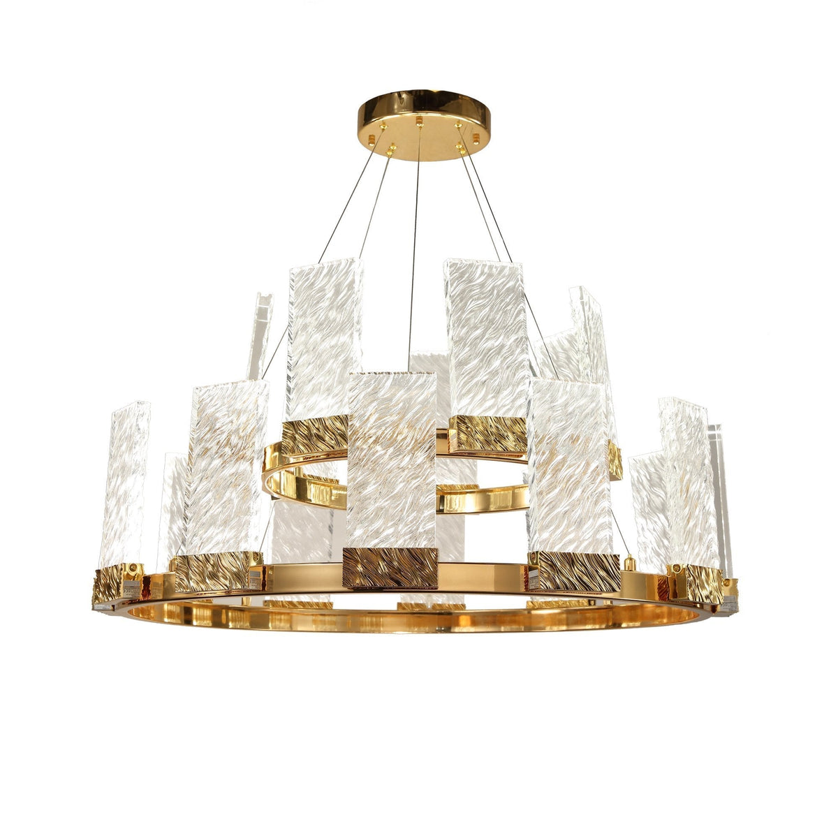 Joseph 2-Tier Round LED Glass Chandelier, Elegant Designer Lamp