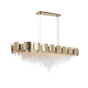 Anastagio Rectangle/ Linear Brass Crystal Bead Chandelier