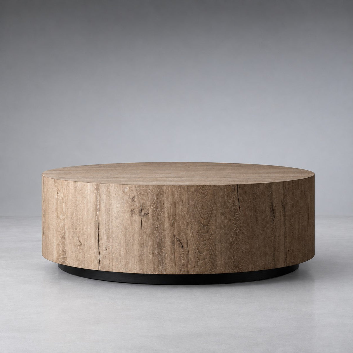 Oak Wood Round Plinth Coffee Table