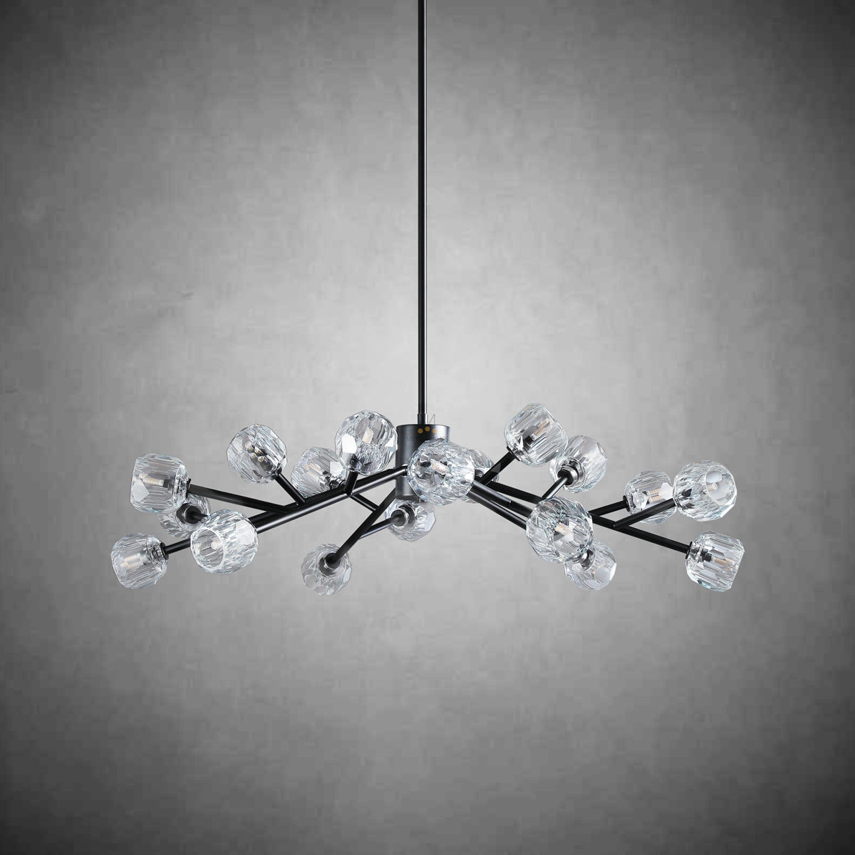 Kristal Modern Clear Crystal Round Chandelier Over Dining Table