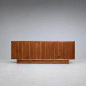 Geometric Fluted Plinth Wood Storage Console