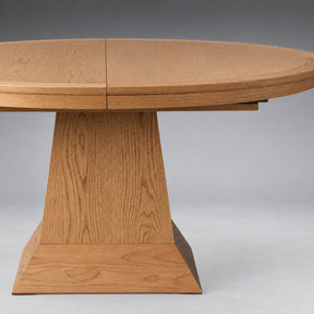 Round Oak Extension Dining Table with Leaves