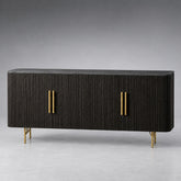 Reeded Wood Credenza With Marble Or Bluestone Top