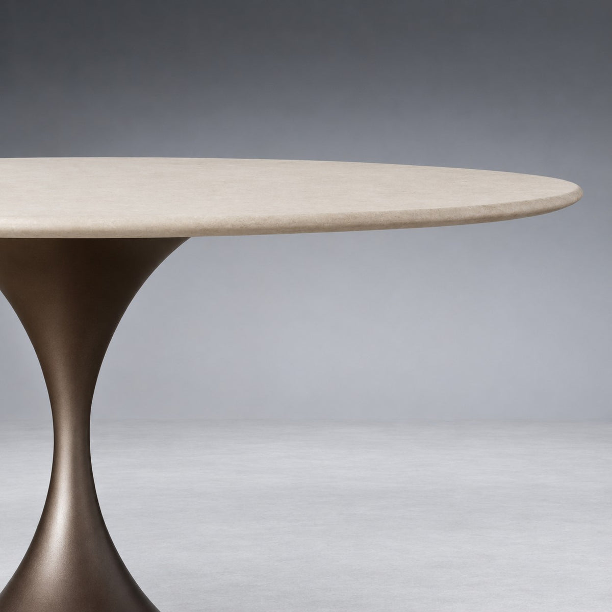 Round Stone-Top Steel-Base Dining Table