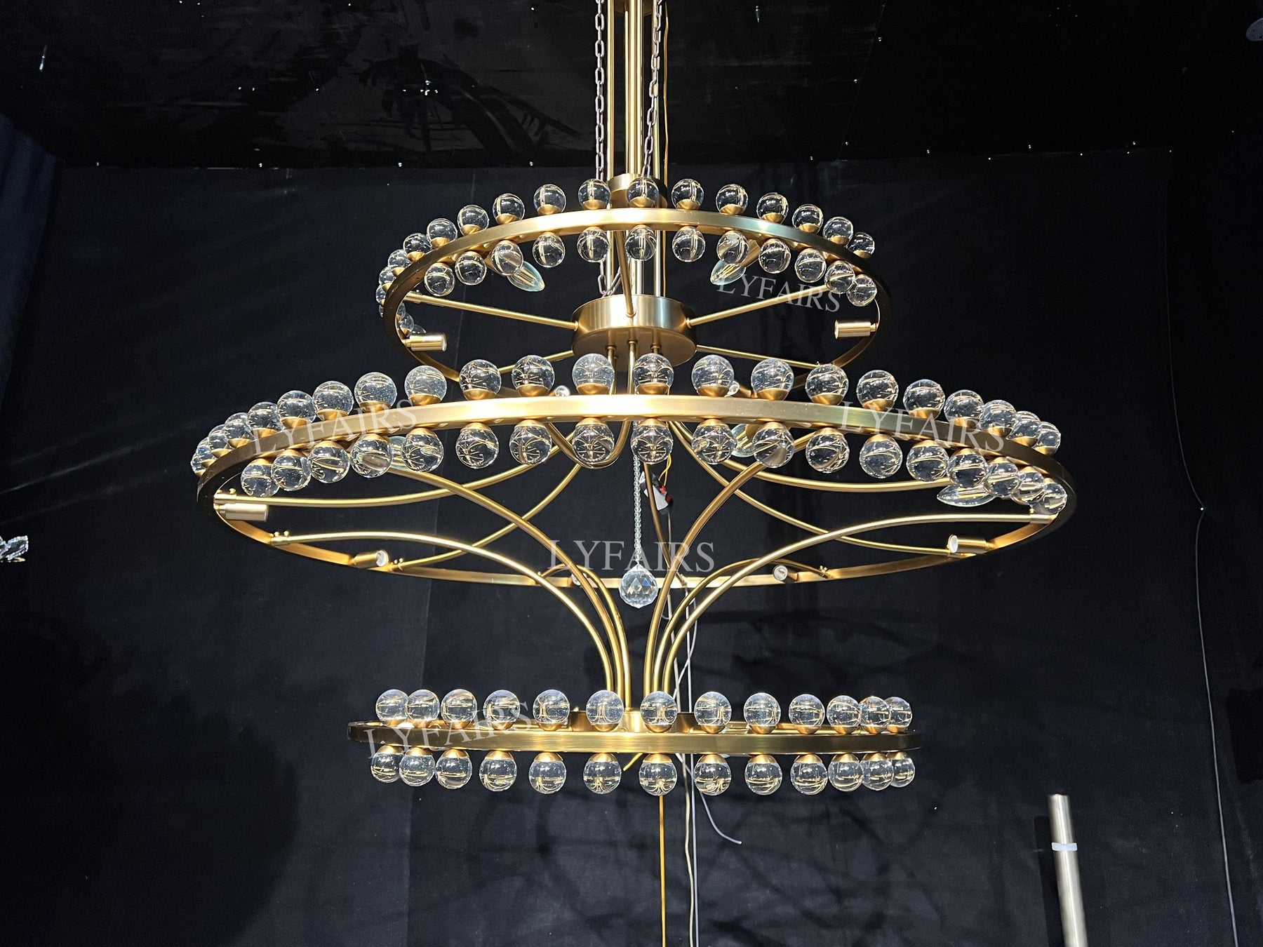 Modern 2/3 Ring Glass Ball Chandelier for Low-ceiling