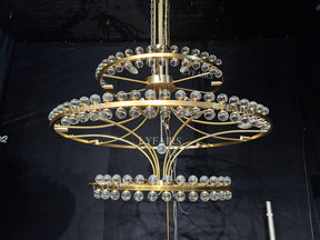 Modern 2/3 Ring Glass Ball Chandelier for Low-ceiling