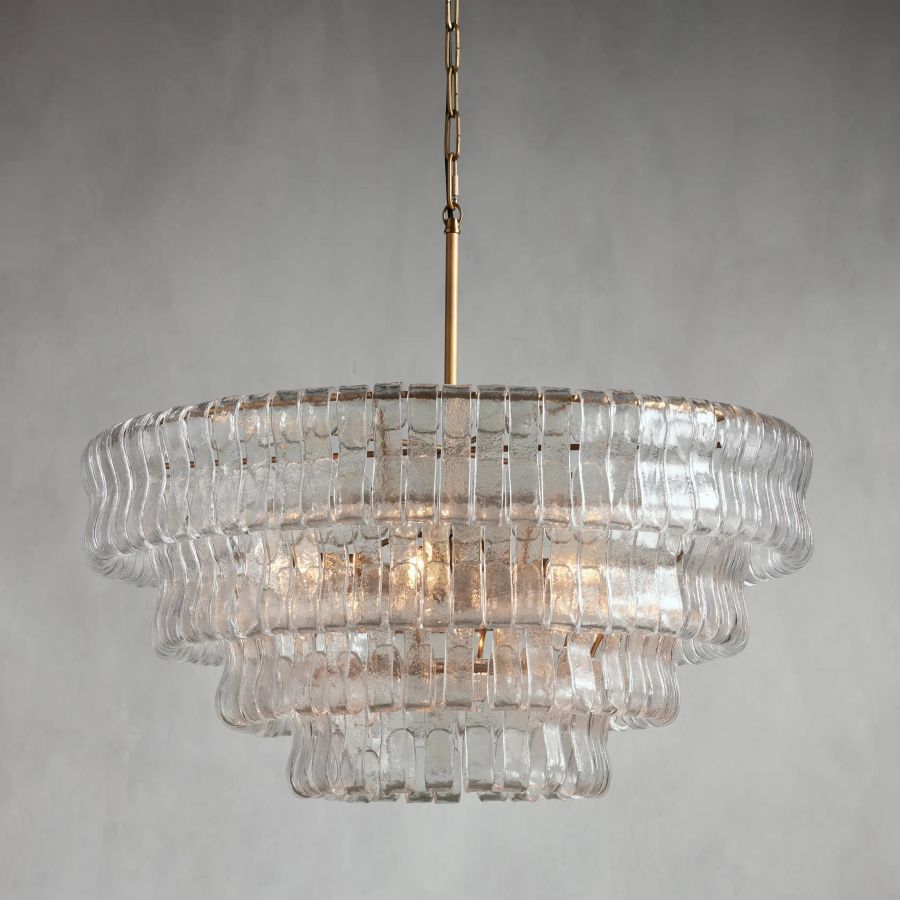 Ghiaccio Round Glass Chandelier 36"