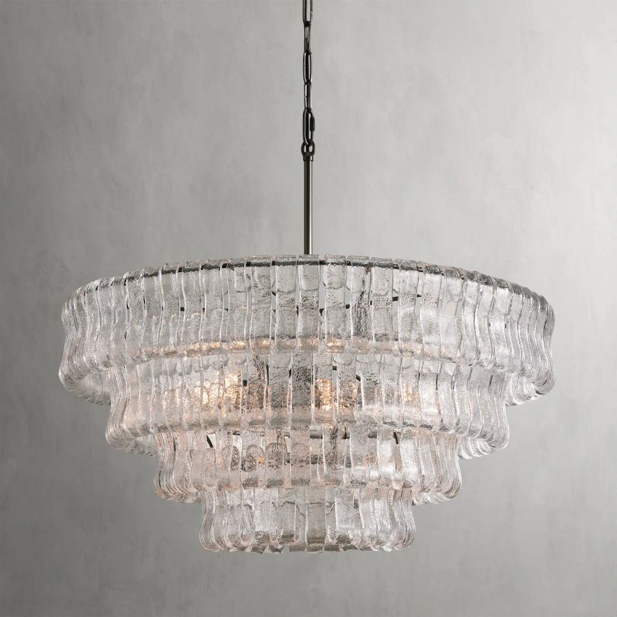 Ghiaccio Round Glass Chandelier 36"