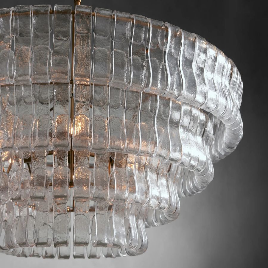 Ghiaccio Round Glass Chandelier 36"