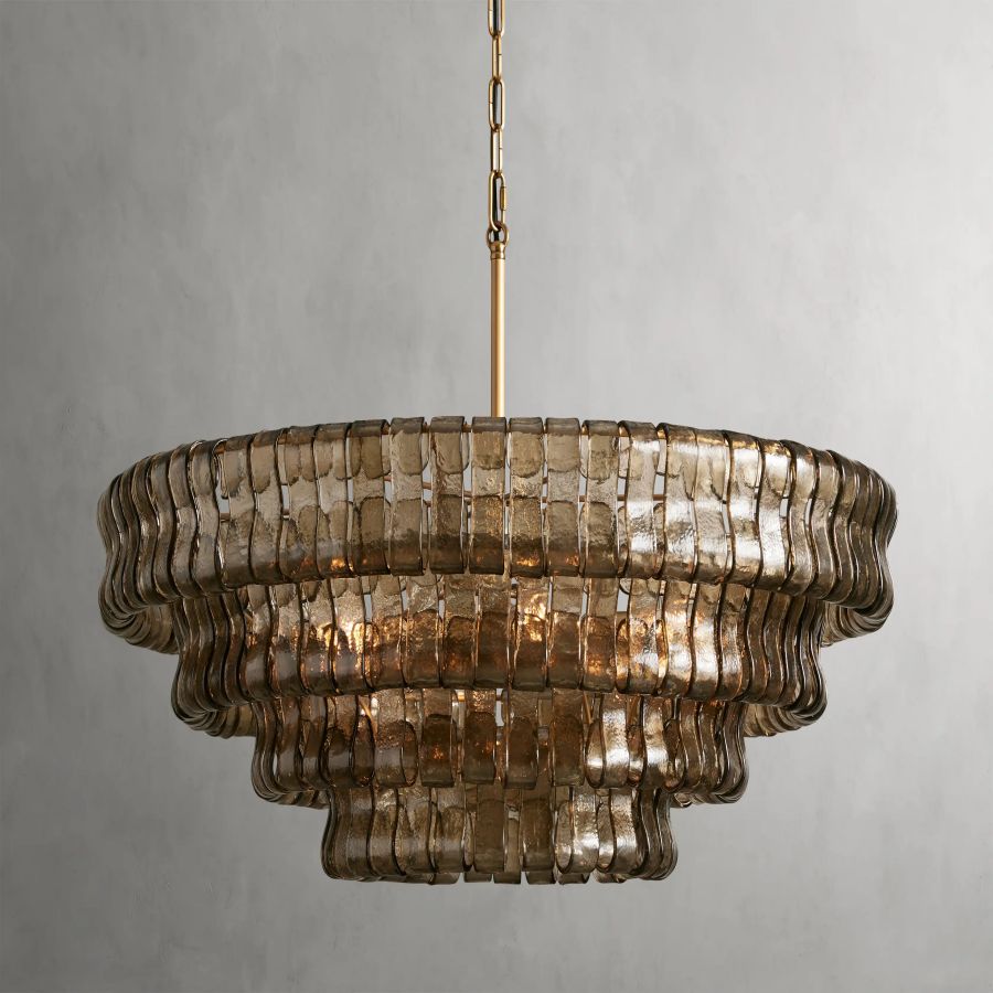 Ghiaccio Round Glass Chandelier 36"