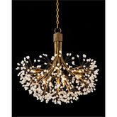 Stone Quartz Nine-Light Chandelier, Gold Leaf Finish with Natural Crystals, G9 Bulbs - Merlin Lamps