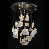 Selenite Pane Round Pendant Chandelier 38''D - Merlin Lamps