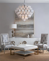 Glass Medallion Eighteen-Light Chandelier - Merlin Lamps