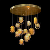 Bansho: Layered Glass Twenty-One-Light Drop Pendant Chandelier - Merlin Lamps