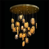 Bansho: Layered Glass Thirty-Nine-Light Drop Pendant Chandelier - Merlin Lamps