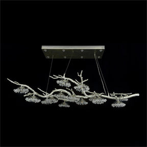 Hanasaku Crystal Bud Branch Fourteen-Light Oblong Chandelier - Merlin Lamps