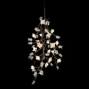 Churippu Magnolia & Tulip Glass Bronze Vertical Twenty-One Light Chandelier AJC-9326 - Merlin Lamps