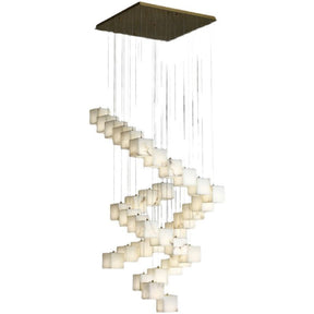 Alabaster Cube Foyer Staircase Long Chandelier 吊灯 rbrights   