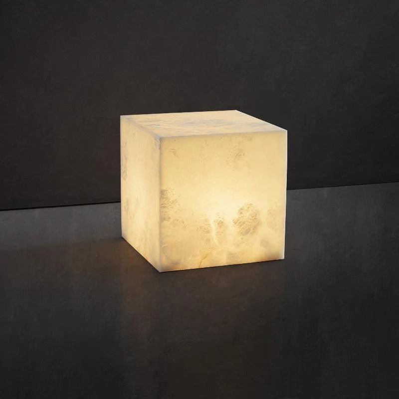 Alabaster Cubic Table Lamp  rbrights 7.9" W  