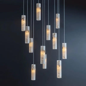 Xander Alabaster Deco 12-Light Cluster Chandelier, Adjustable Height