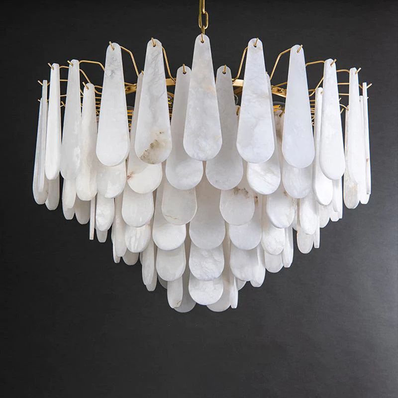 Alabaster Feathery Chandelier  rbrights   